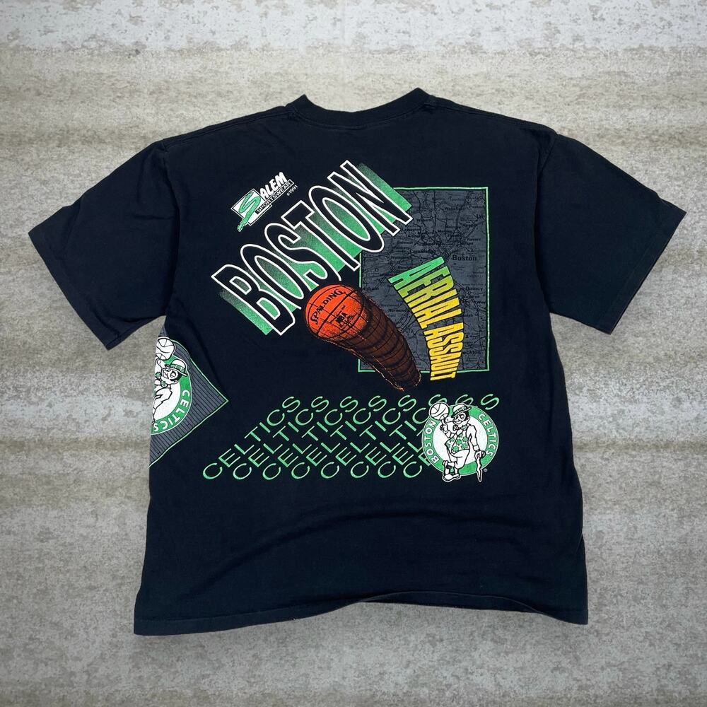 Vintage 90s Celtics All Over Print Shirt Mens XL Made in USA Boston Pride Aerial - Picture 2 of 4